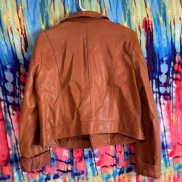 SOLD Faux Tan Leather Jacket EUC - Picture 2 of 4